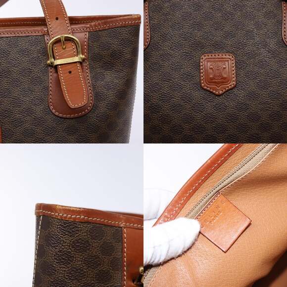 CELINE Macadam Canvas Tote Bag Pvc Brown Gold - Picture 11 of 13
